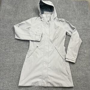 Patagonia Rain Jacket Womens Small Gray Hooded Waterproof Parka Coat Outdoors